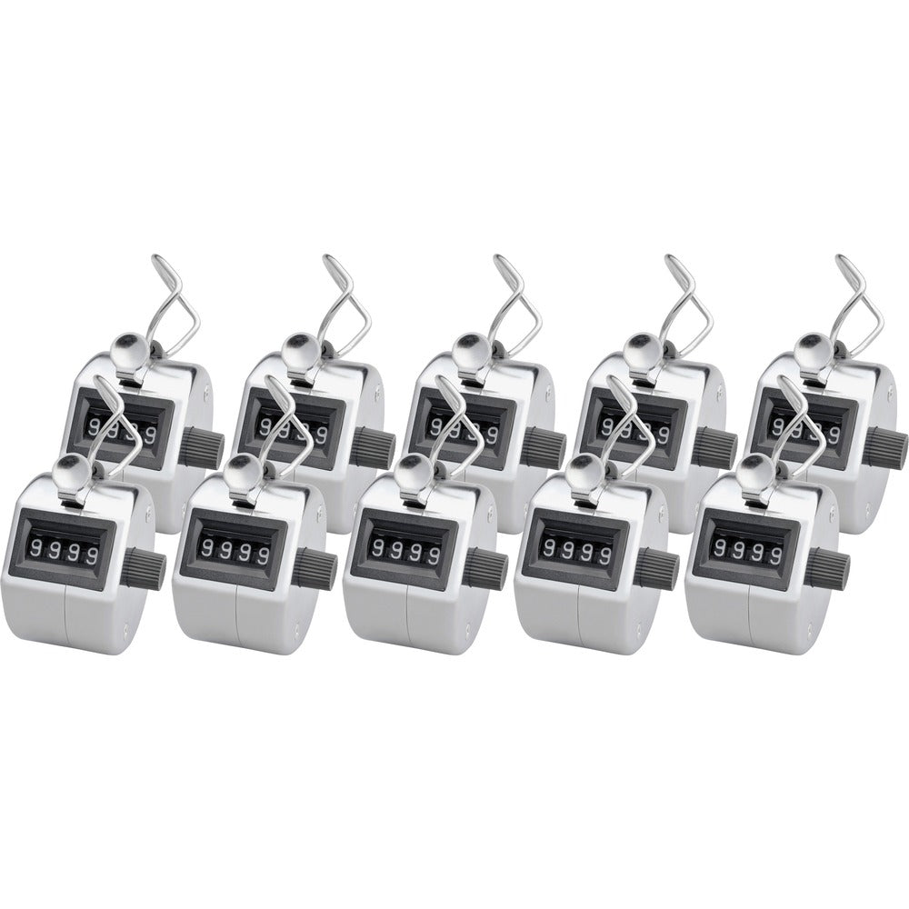 Image of Sparco Tally Counters, w/ Finger Ring, 4 Figure, 10/BX, Silver