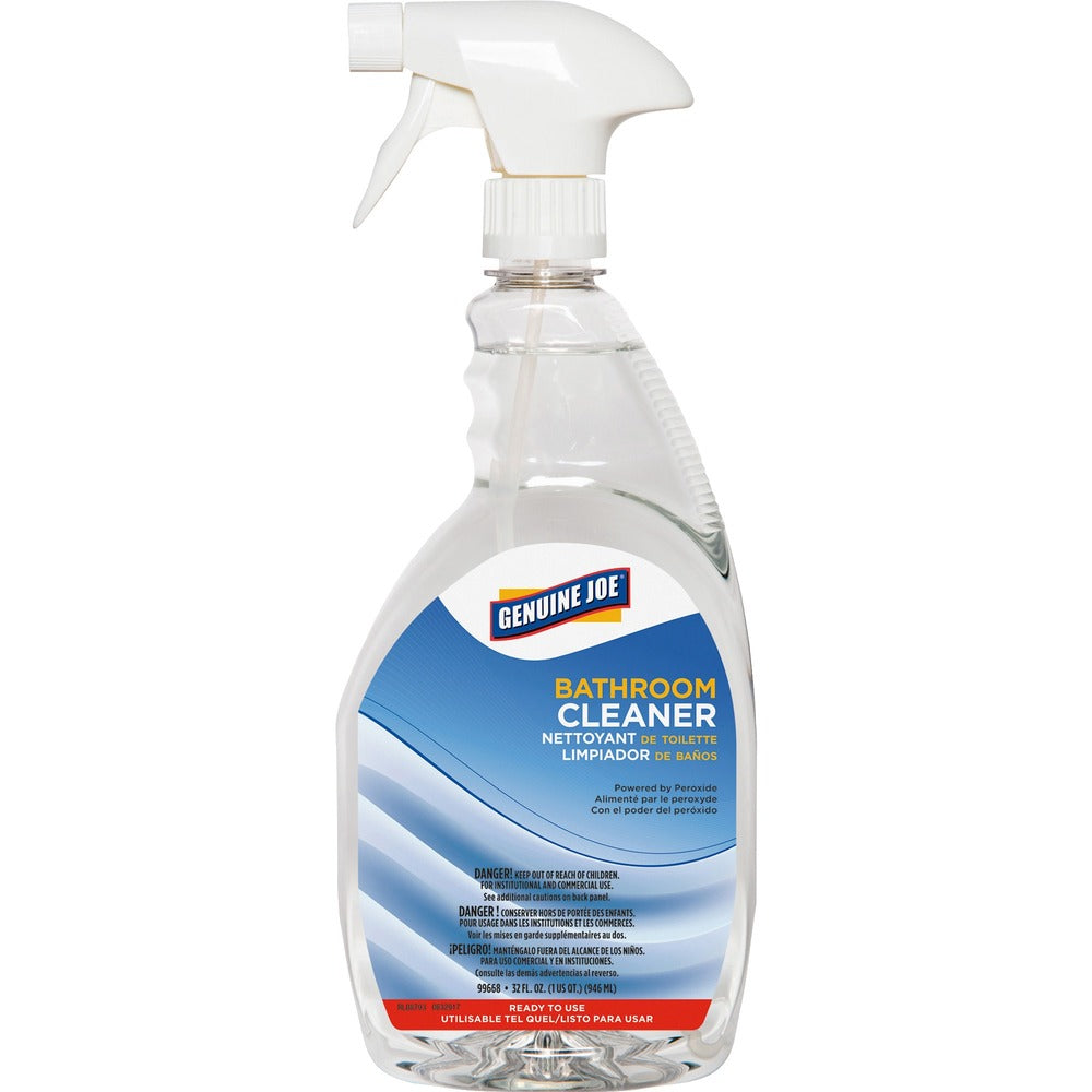 Image of Genuine Joe Restroom Cleaner, Peroxide, Spray Bottle, 32 oz, Clear