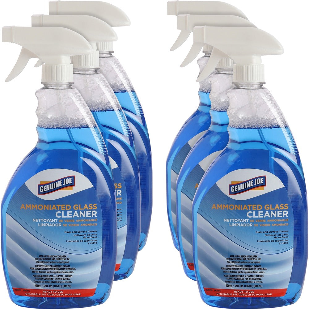 Image of Genuine Joe Glass Cleaner,Conc,Portion Control Bottle,32 oz,6/CT,DBE