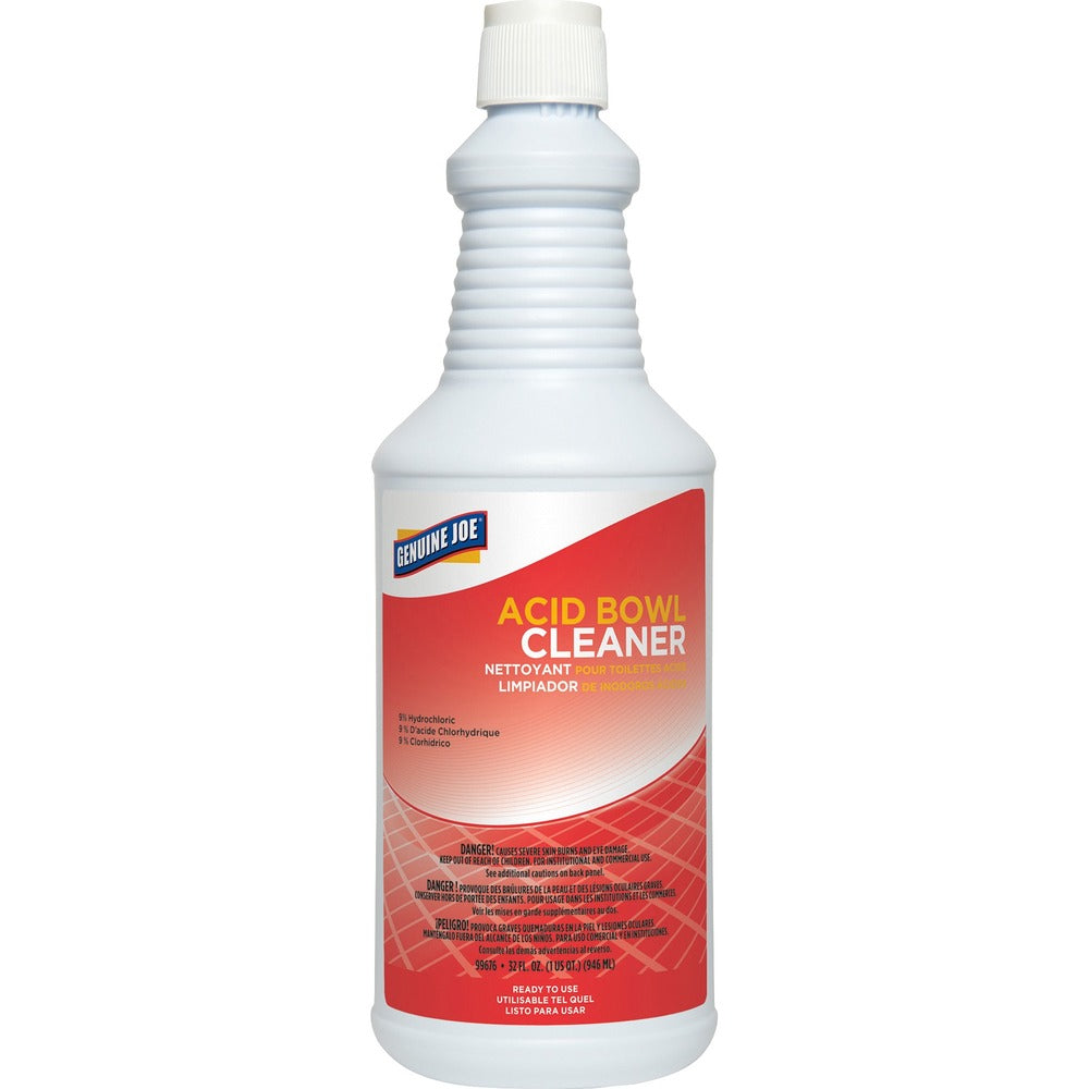 Image of Genuine Joe Toilet Bowl Cleaner, Hydrochloric Acid, 32 oz, Aquamarine