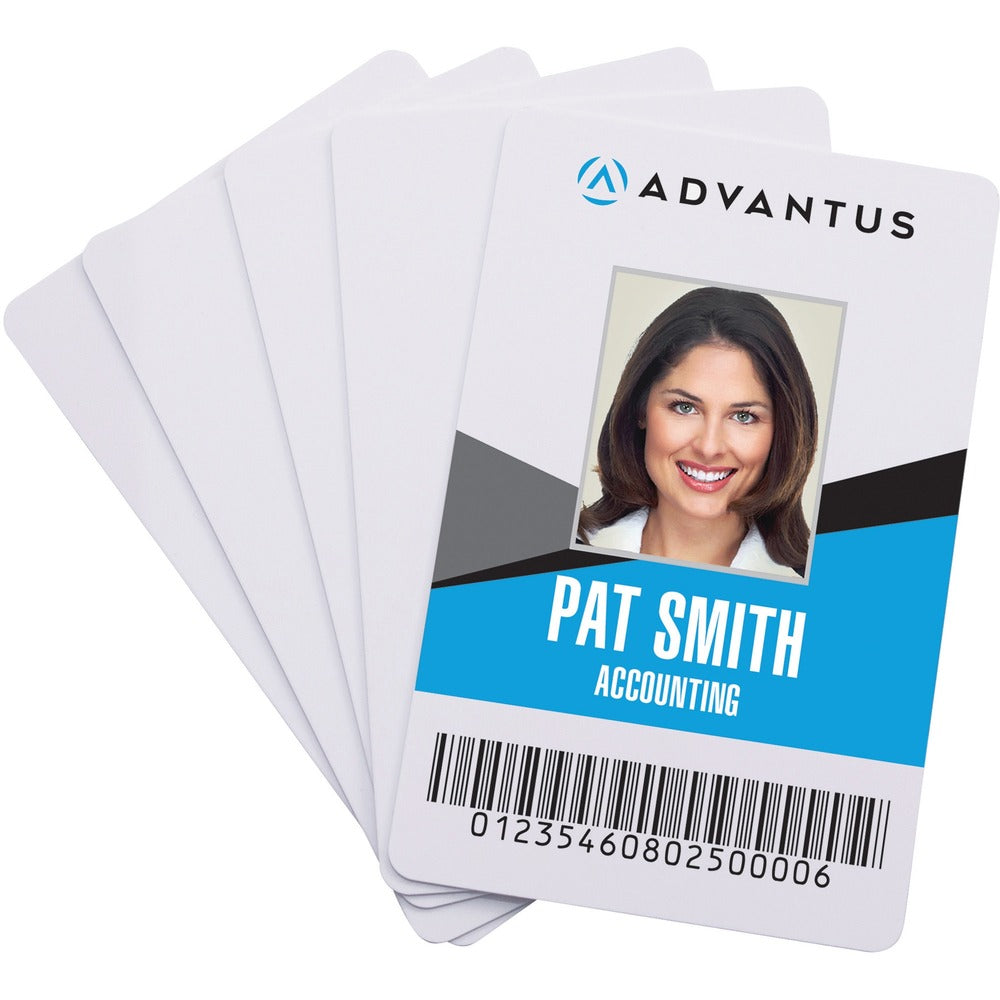 Image of Advantus Corp. ID Cards, Laminated PVC, 2-/18"x3-3/8", 100/PK, White
