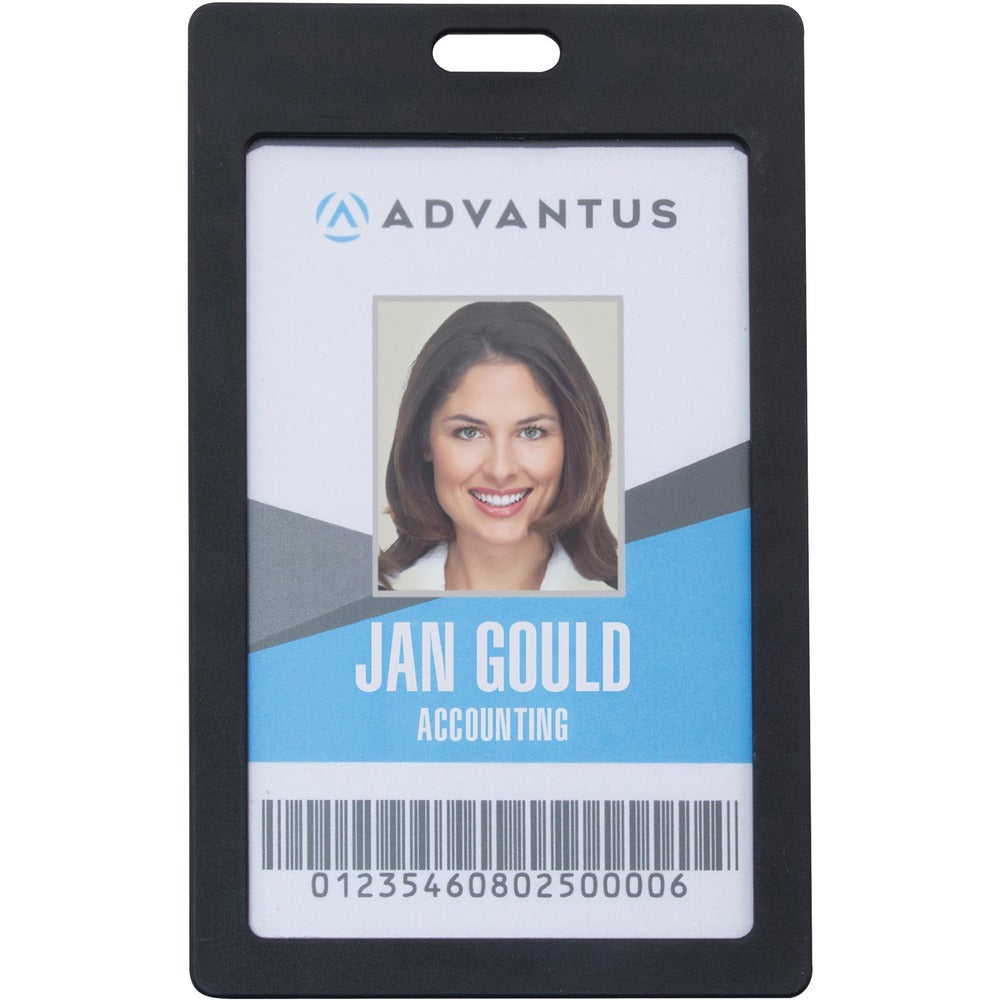 Image of Advantus Corp. Badge Holders, Rigid, Vert, 2"x3-1/4"insert, 6/PK, Black