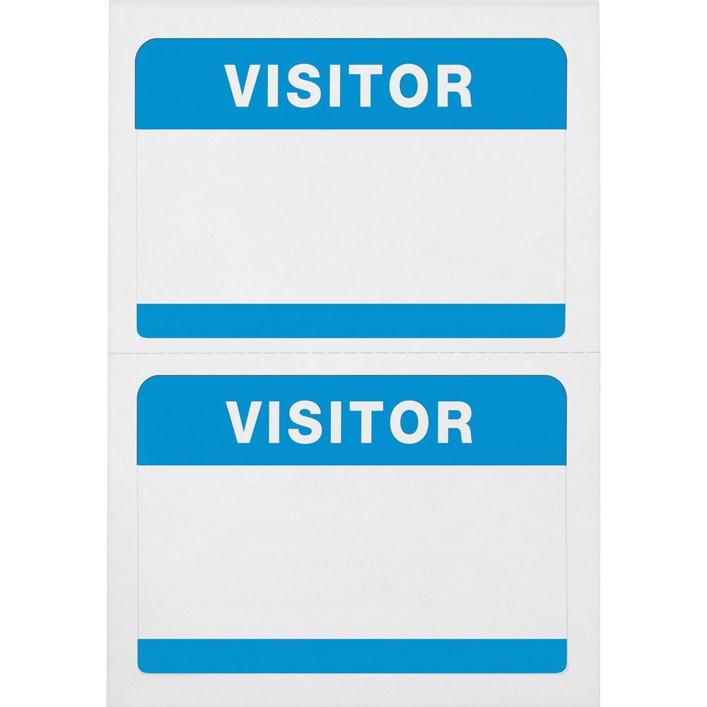 Image of Advantus Corp. Badge Stickers, "Visitor", 3-1/2"x2-1/4", 100/BX, White/Blue
