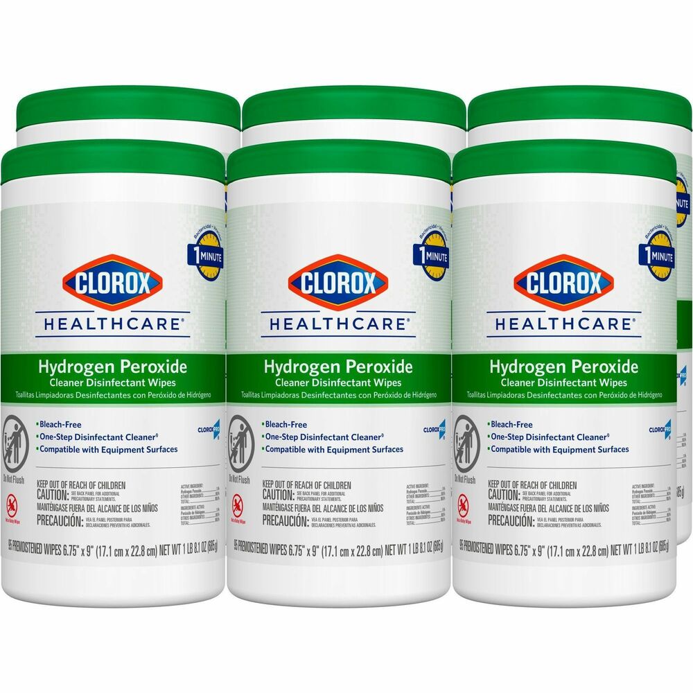 Image of Clorox Company Disinfecting Wipes,w/Hydrogen Peroxide,95 Wipes/Tub,6/CT,WE