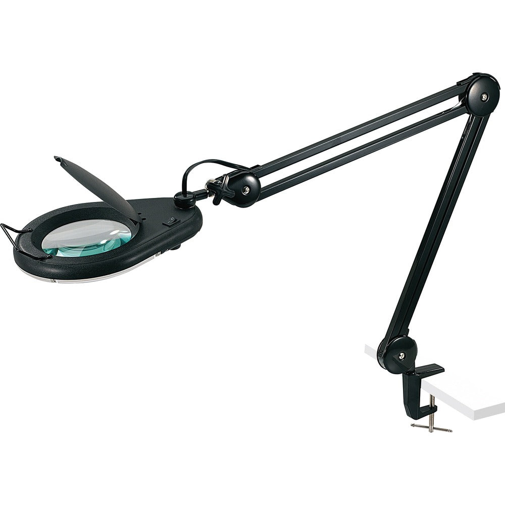 Image of Lorell Magnifier Lamp, 22-Watt Bulb, 5-1/10"Wx5-1/10"Lx33"H, Black