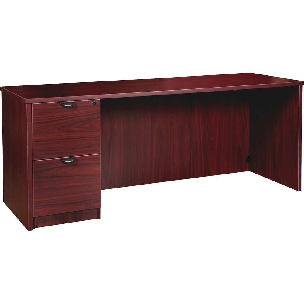 Image of Lorell Left-pedestal Credenza, File/File, 66"x24"x29", Mahogany