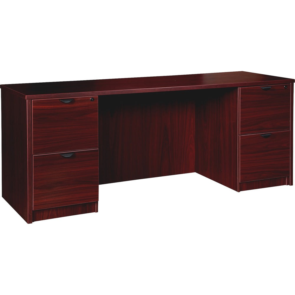 Image of Lorell Double-pedestal Credenza, File/File, 66"x24"x29", Mahogany