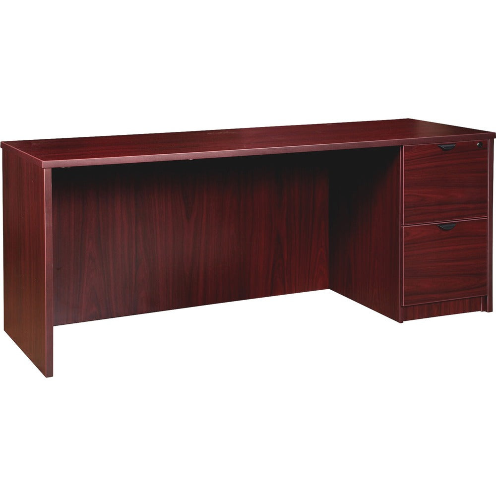Image of Lorell Right-pedestal Credenza, File/File, 66"x24"x29", Mahogany
