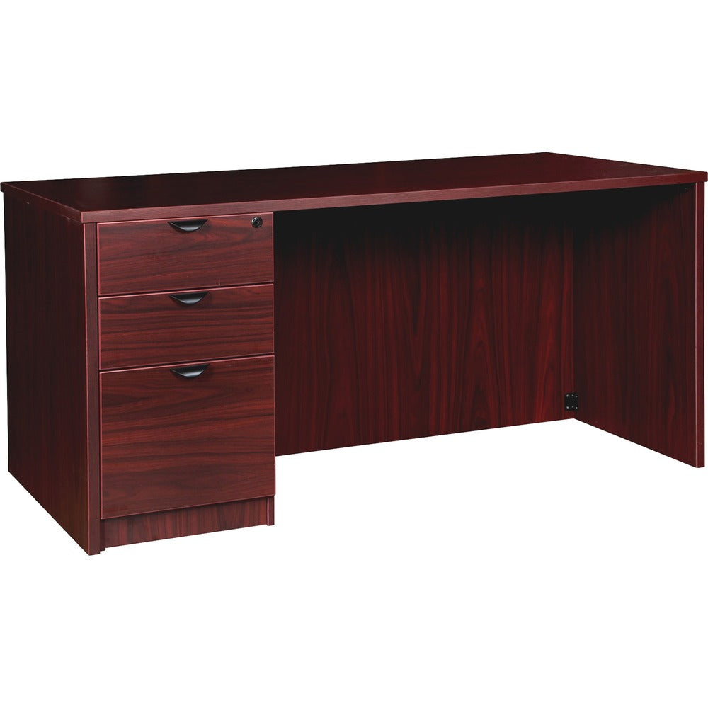 Image of Lorell Left-pedestal Desk, B/B/F, 66"Wx30"Dx29"H, Mahogany