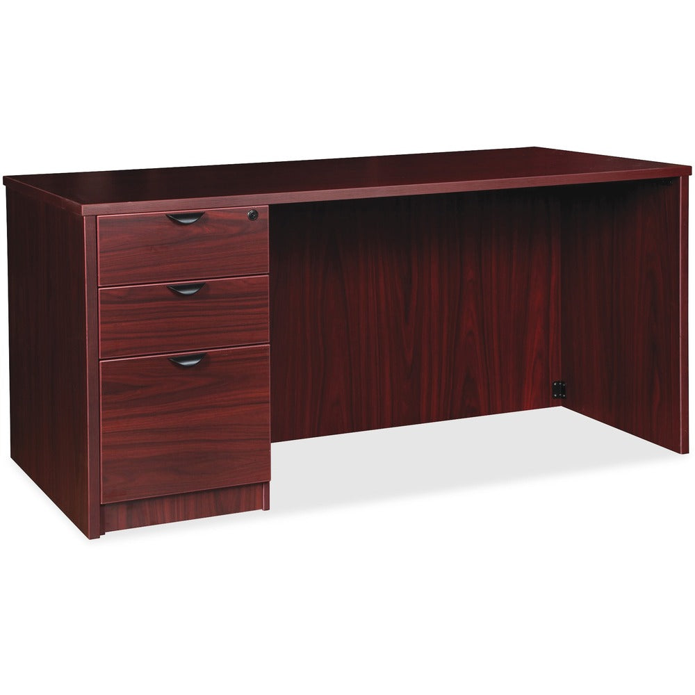 Image of Lorell Left-pedestal Desk, B/B/F, 72"Wx36"Dx29"H, Mahogany