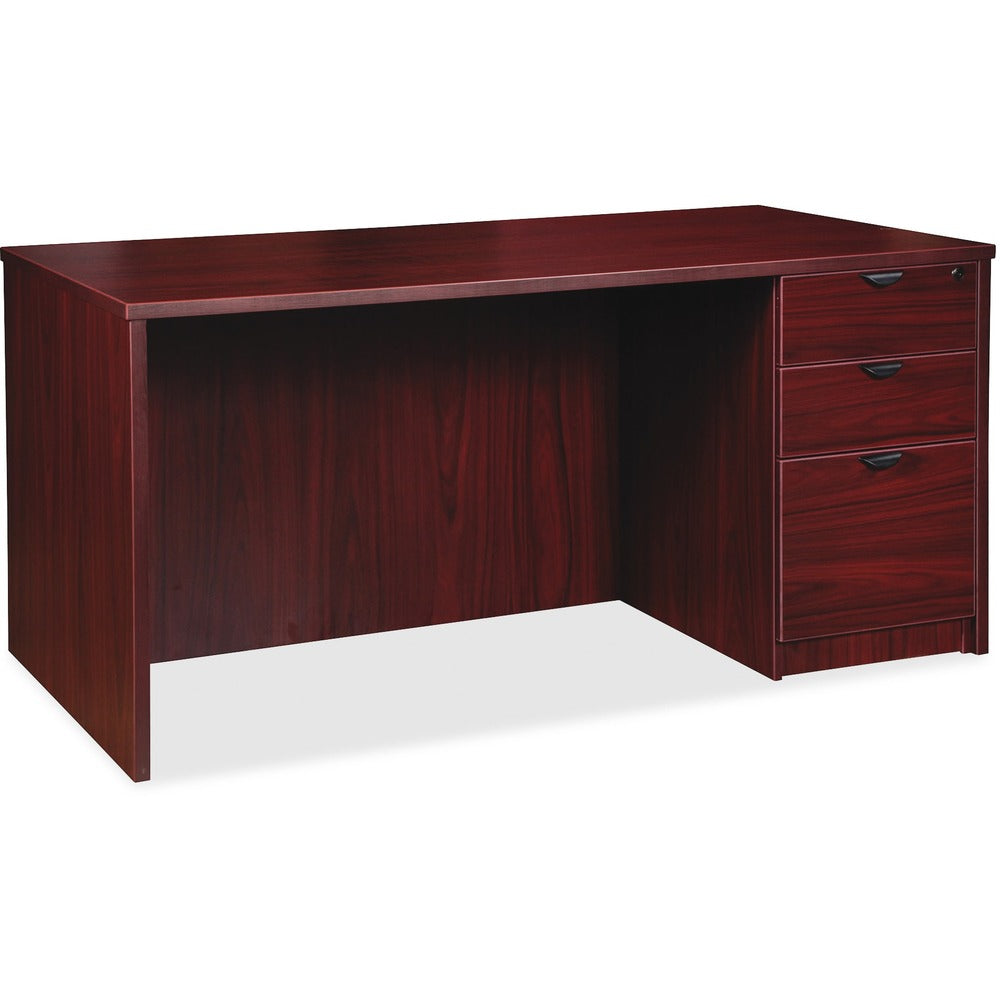 Image of Lorell Right-pedestal Desk, B/B/F, 72"Wx36"Dx29"H, Mahogany