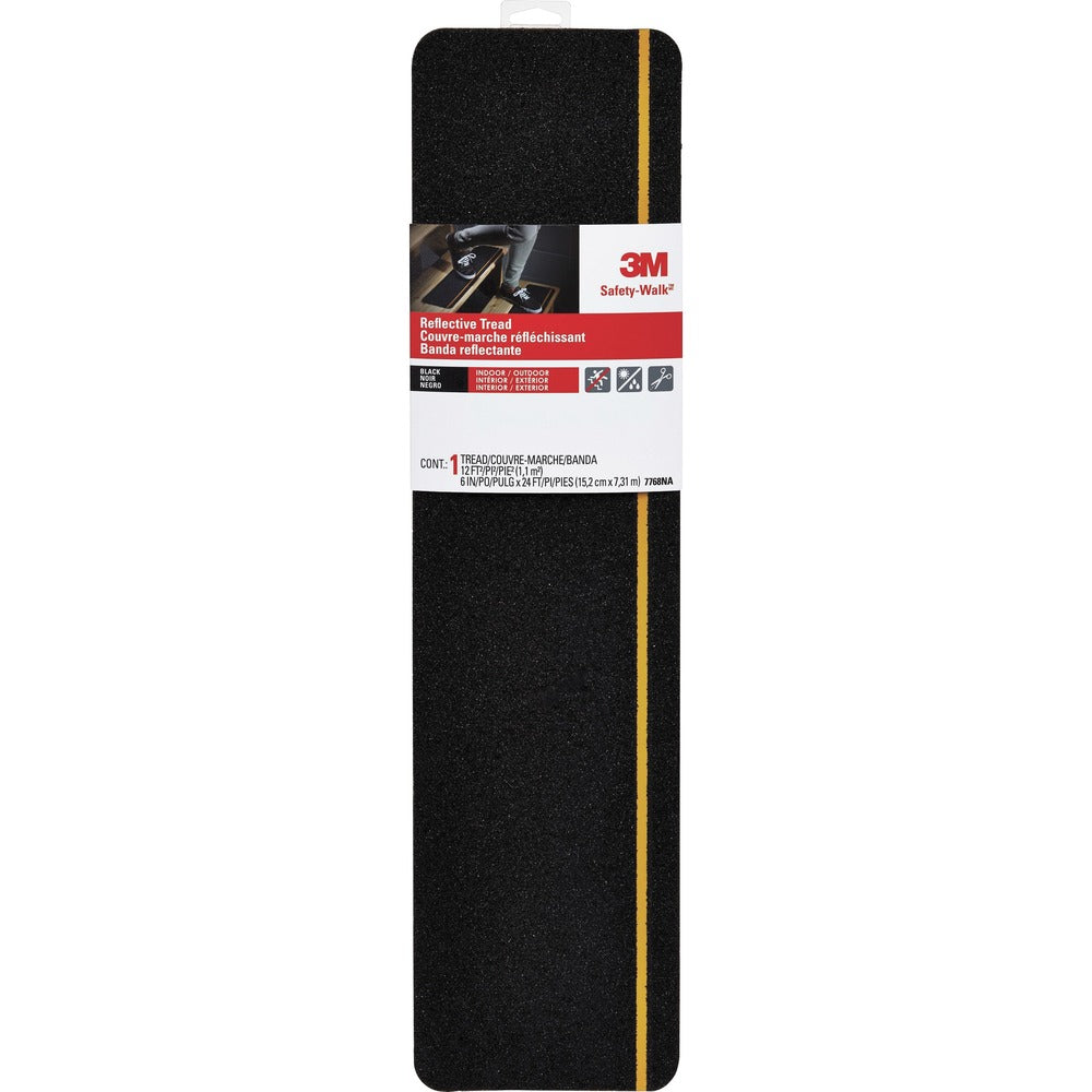 Image of 3M Slip-Resistant Tread, Reflective Stripe, 6"Wx24'L, Black