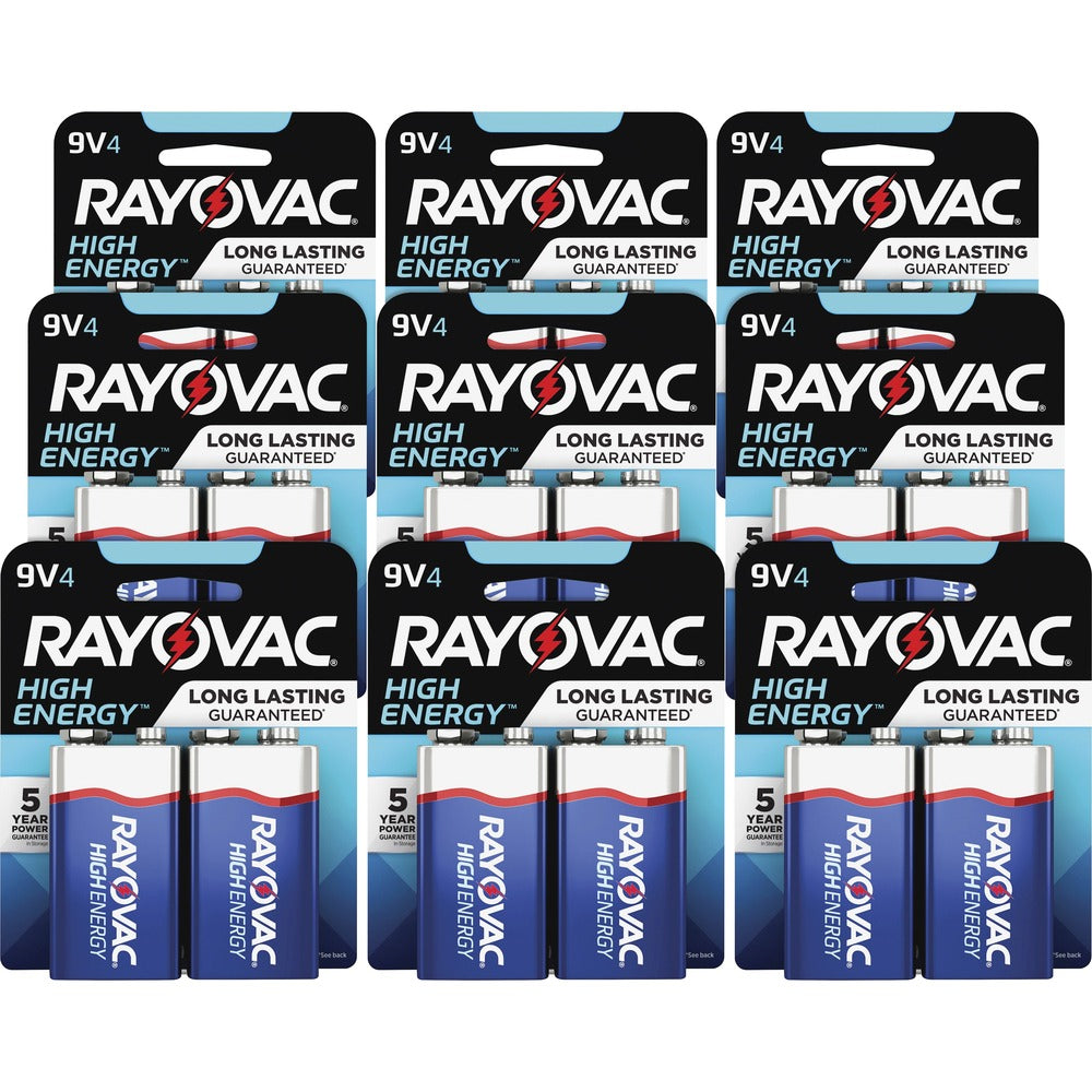Image of Rayovac Corporation Alkaline Batteries,9V HighEnergy Premium,4/PK,12PK/CT, BE/SR