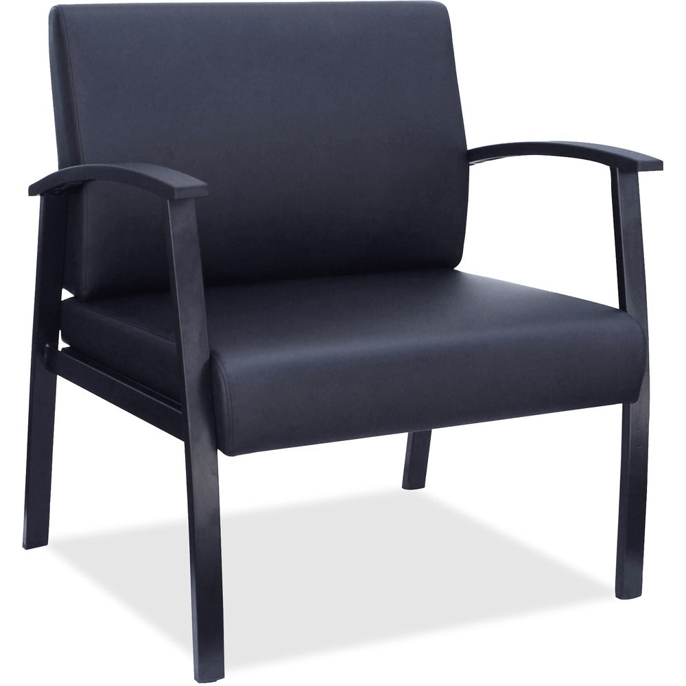 Image of Lorell Guest Chair, Big&Tall, Leather, 24"x25"x35-35-1/2", Black