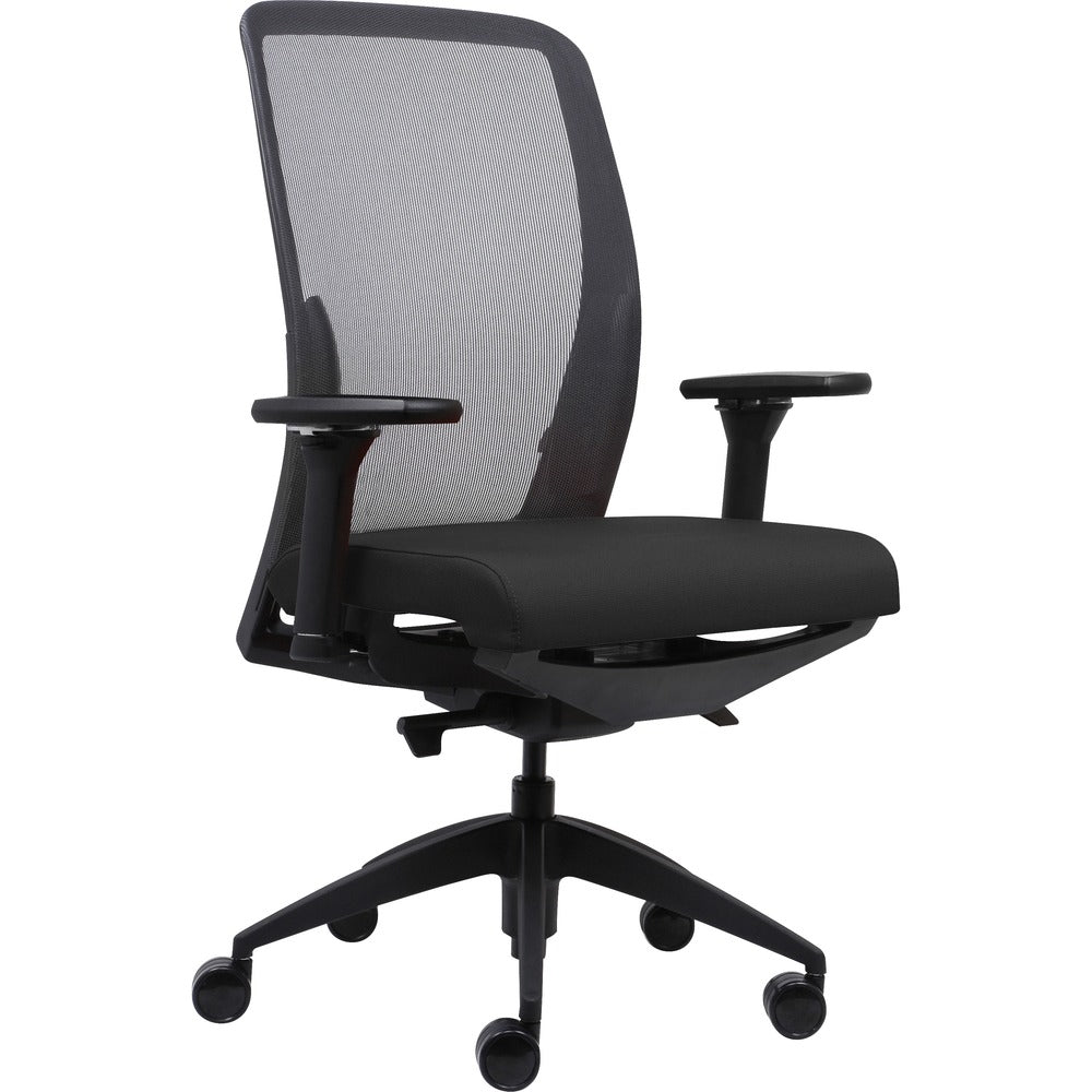 Image of Lorell High-back Chair, Mesh Back, Adj Arms, 26-1/2"x25"x47", BK