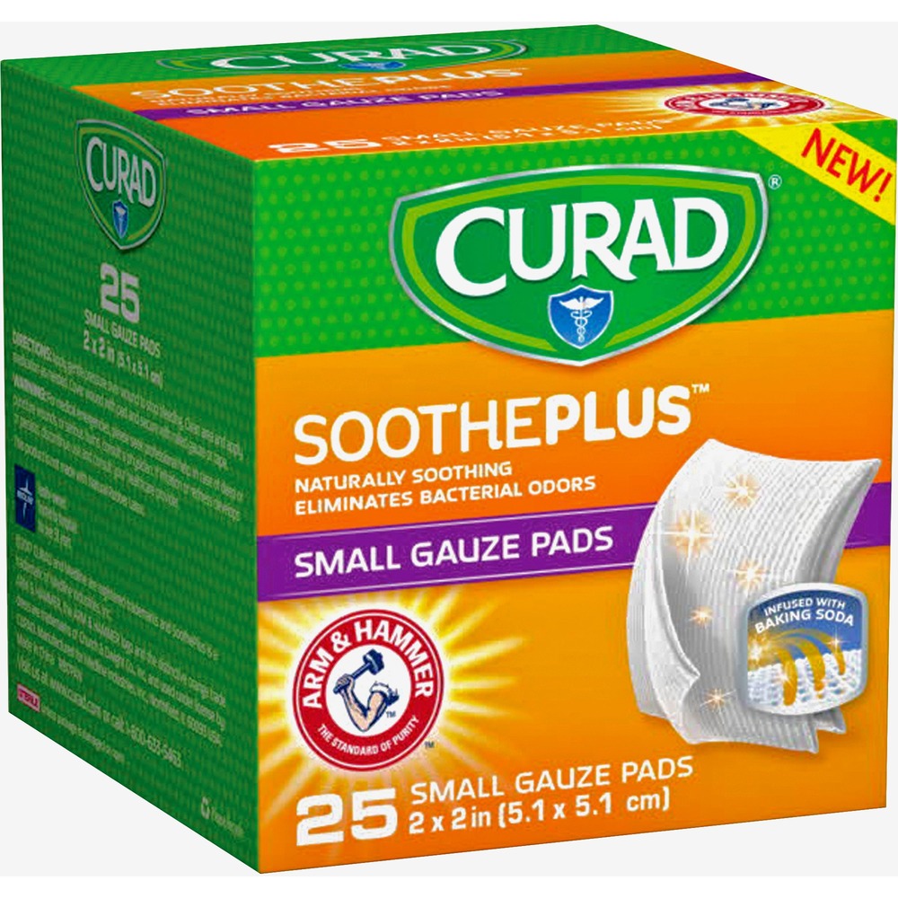 Image of Medline Small Gauze Pads, Soothe Plus, 25-Piece, 2"x2", Assorted