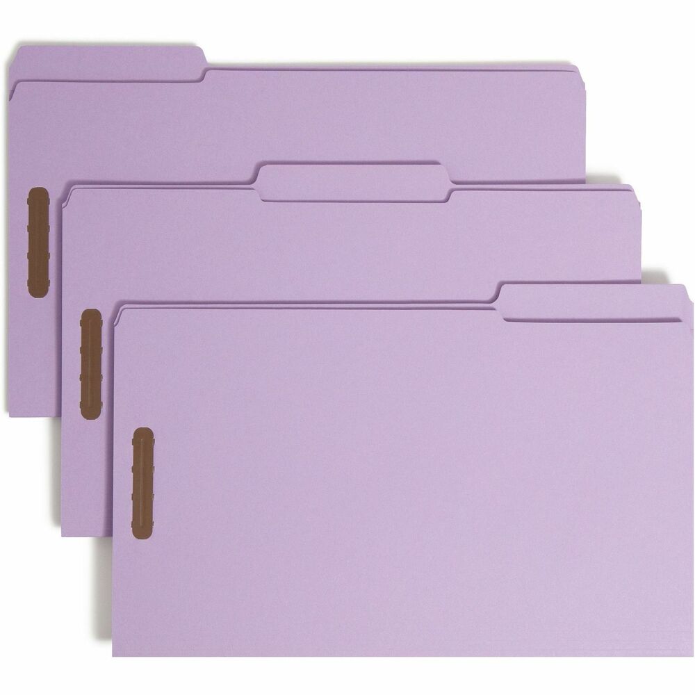 Image of Smead Folders, 2 Fasteners, 1/3 AST Tab Cut, Lgl, 50/BX, Lavender