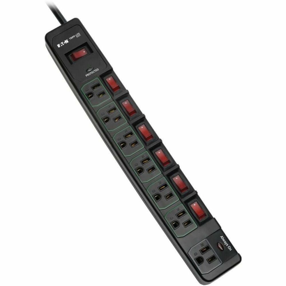 Image of Tripp Lite Surge Protector, 7-Outlet, 6' Cord, 3-2/5"Wx15"Dx1-2/5"H, BK