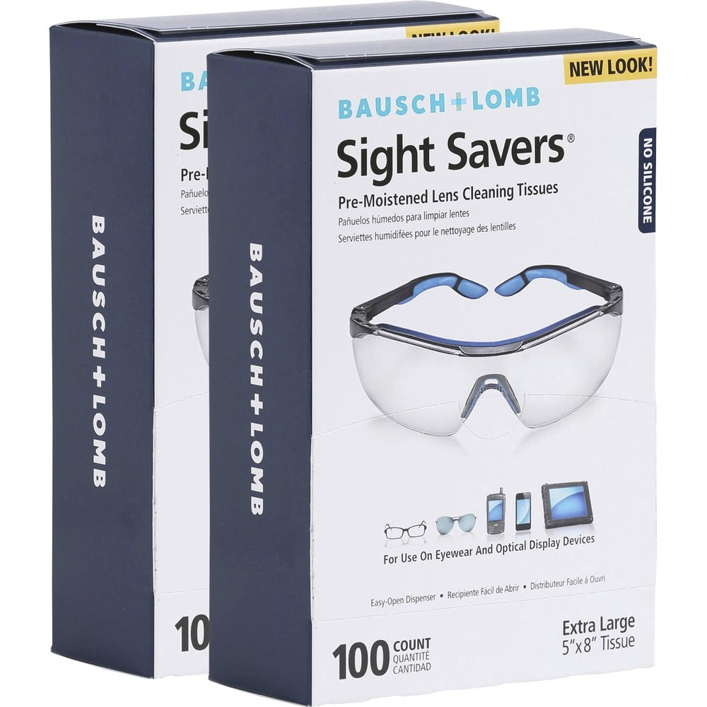 Image of Bausch + Lomb Inc Lens Cleaning Tissues, Pre-Moistened, 5"x8", 100/BX,2BX/BD