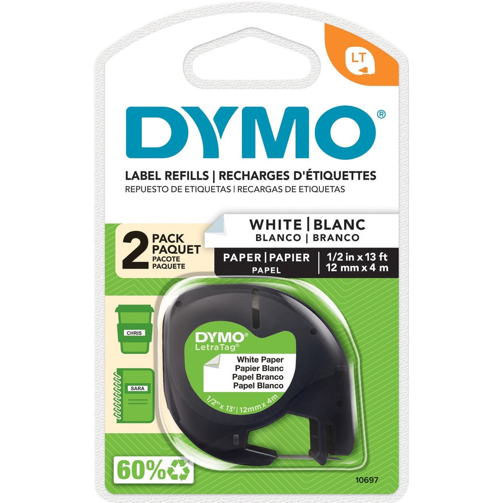 Image of Dymo Labelmaker Tapes,f/Letra Tag,1/2"x13',2/PK,3PK/BX,Pearl WE