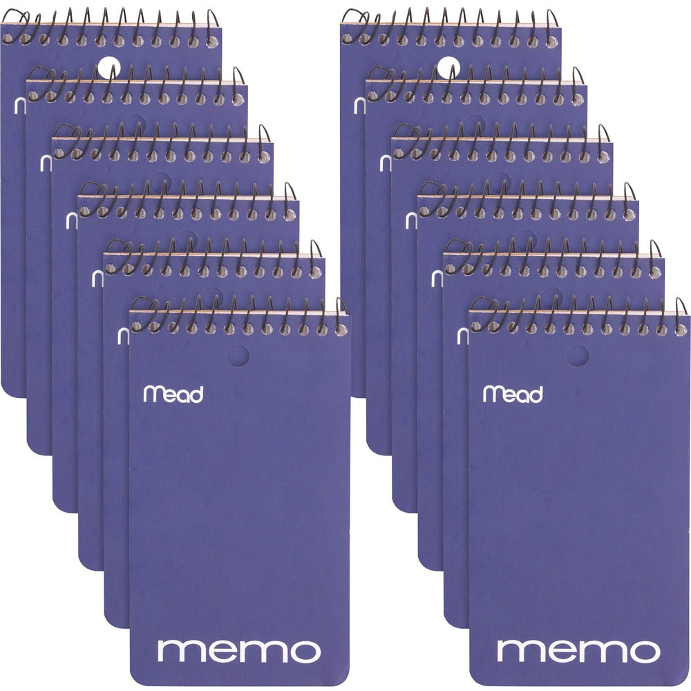 Image of Mead Memo Books,College Ruled,1-HP,Top Wirebound,3"x5", 12/PK,AST
