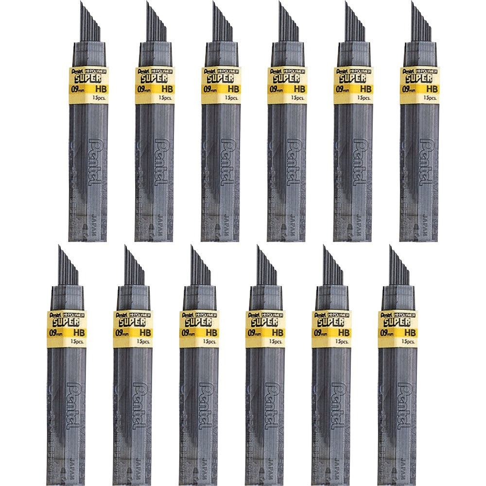 Image of Pentel Hi-Polymer Lead, 0.9 mm, Bold,15/Tube, 12TB/BX, HB/Black