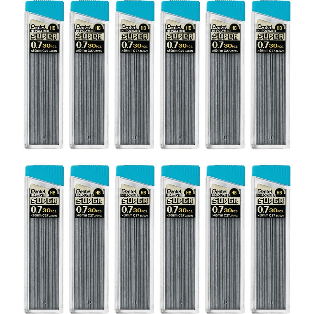 Image of Pentel Hi-Polymer Lead, 0.7 mm, Medium, 30/Tube 12TB/BX, HB/BK
