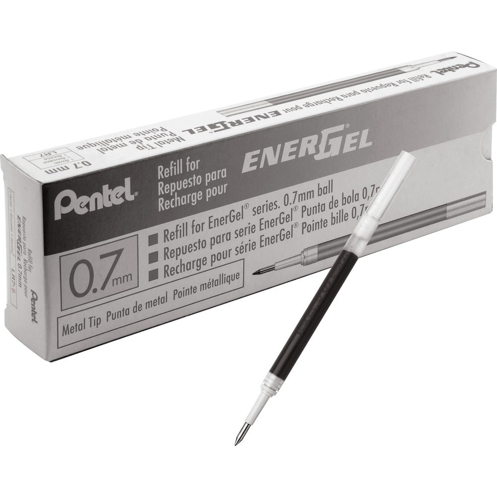Image of Pentel Gel Pen Refills, f/EnerGel, 0.7mm, Fine, 12/BX, Black Ink