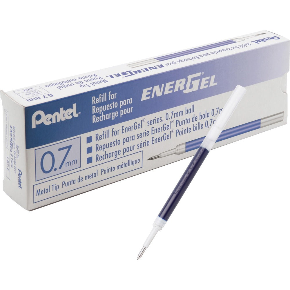 Image of Pentel Gel Pen Refills, f/EnerGel, 0.7mm, Fine, 12/BX, Blue Ink