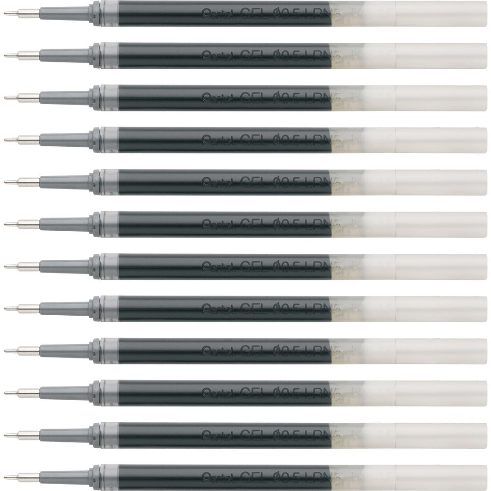 Image of Pentel Gel Pen Refills, f/EnerGel, 0.5mm, Needle Tip, 12/BX, BK Ink