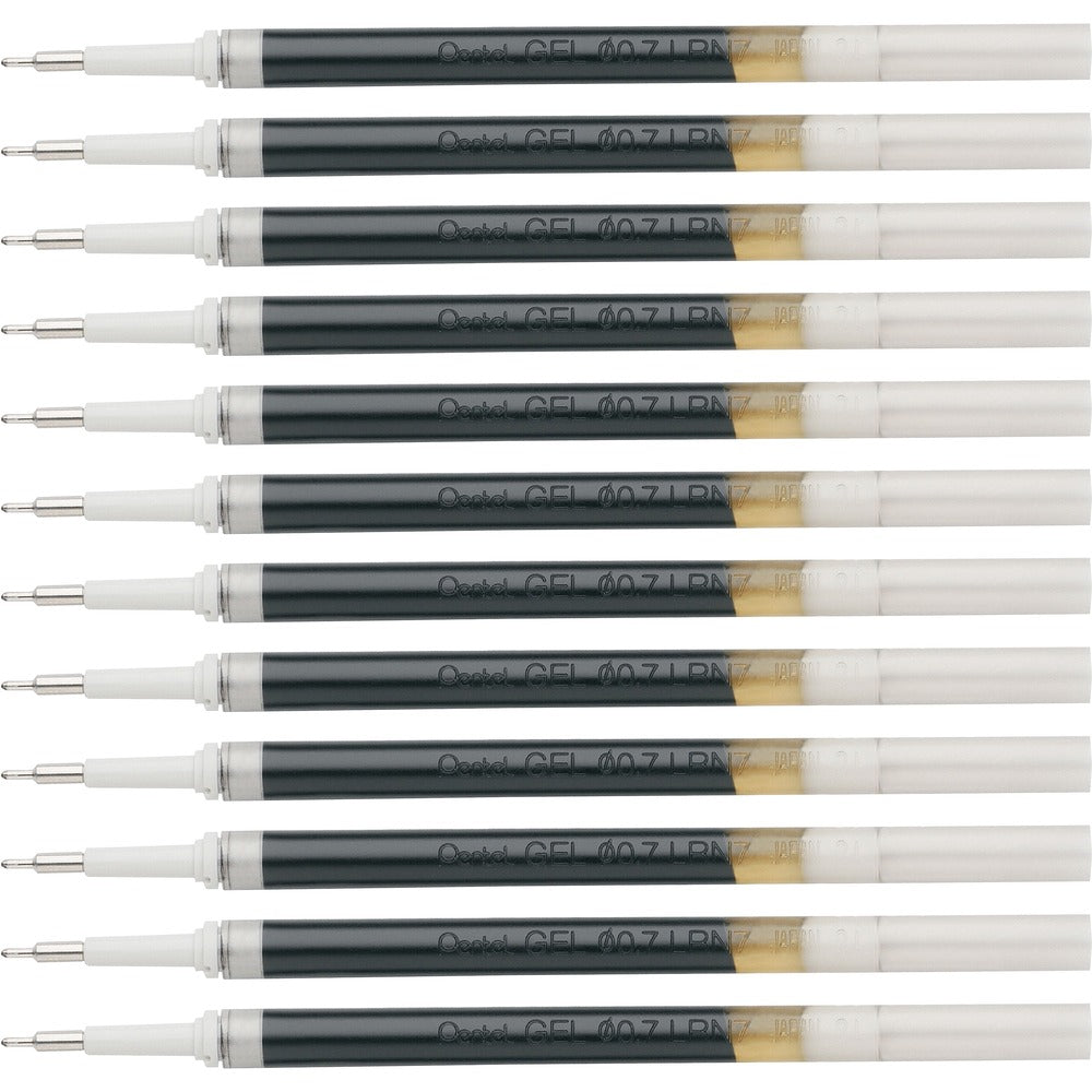 Image of Pentel Gel Pen Refills, f/EnerGel, 0.7mm, Needle Tip, 12/BX, BK Ink