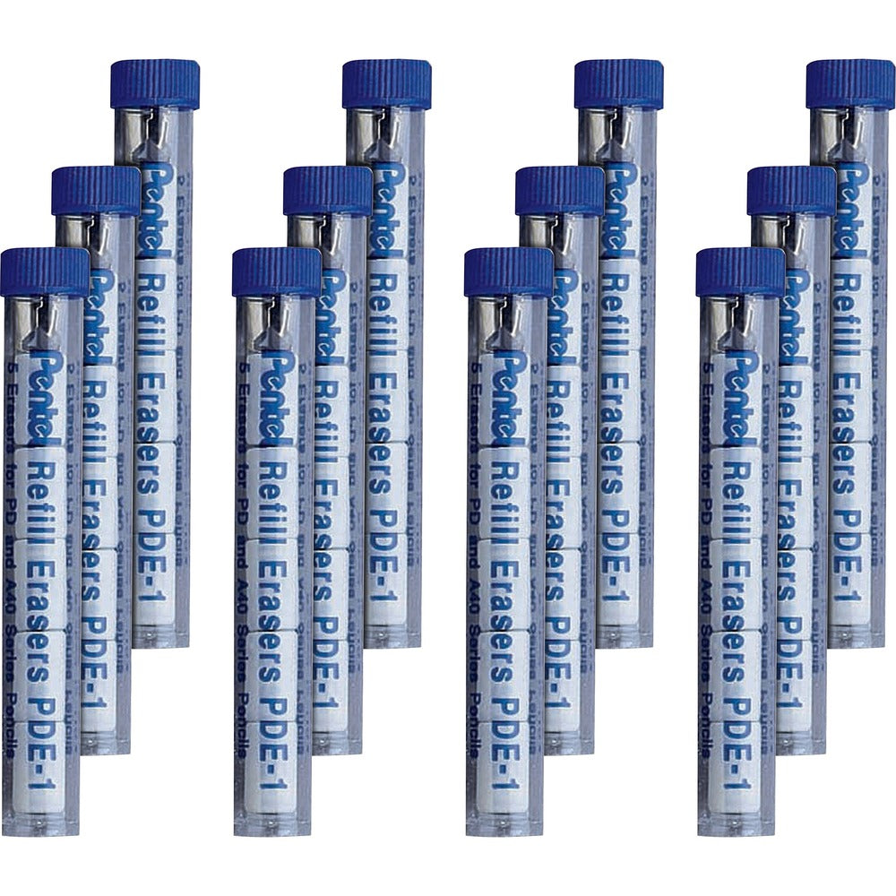 Image of Pentel Erasers, For Automatic Drafting Pencils, 5/Tube, 12TB/BX, WE
