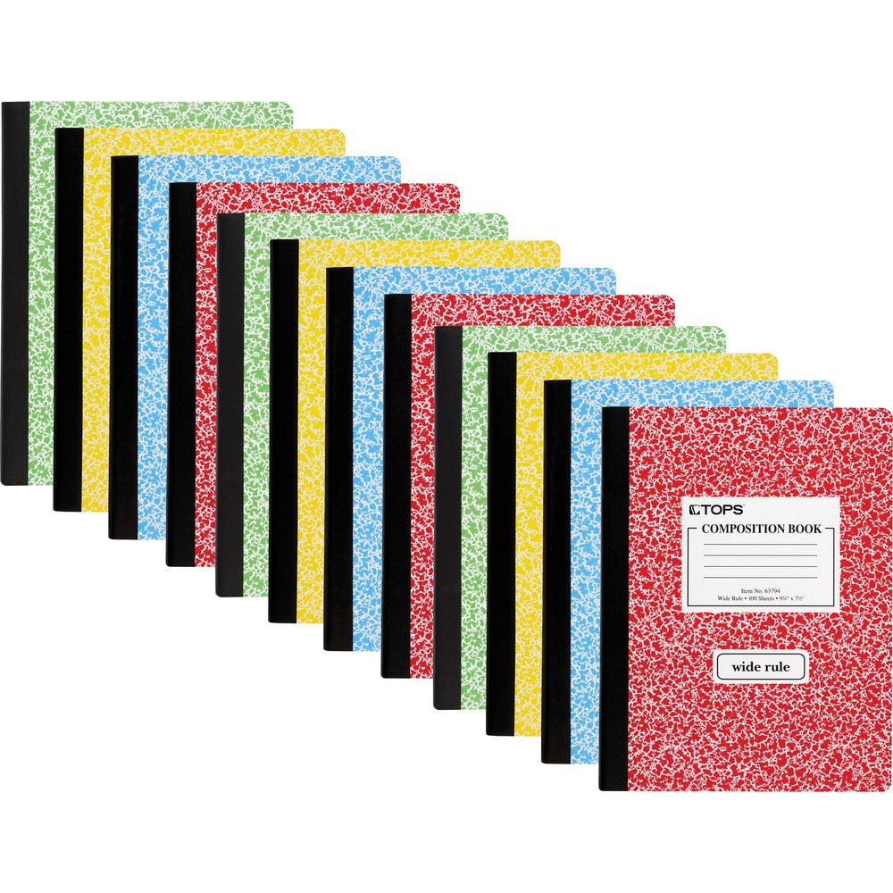 Image of Tops Composition Books,Wide Ruled,7-1/2"x9-3/4",12/CT,AST Marble