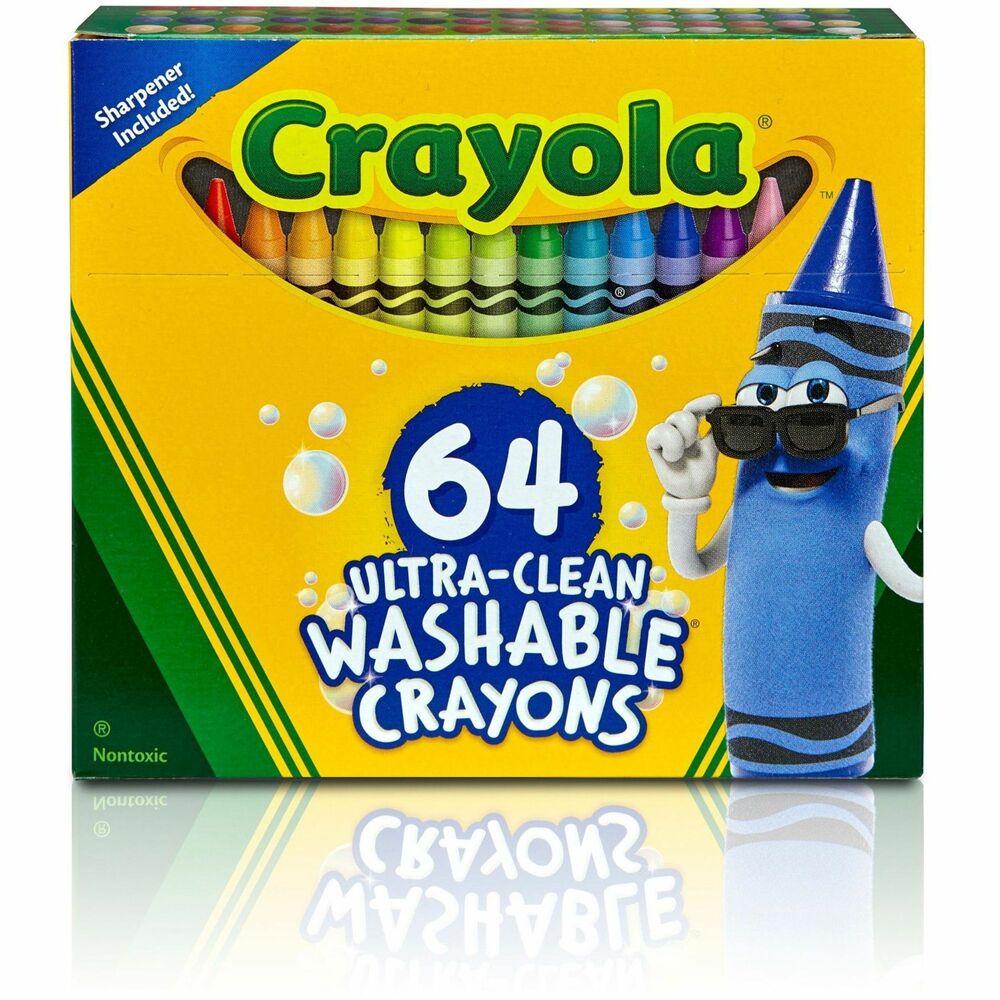 Image of Crayola Crayons, w/Built-in Sharpener, Washable, 64/PK, Assorted