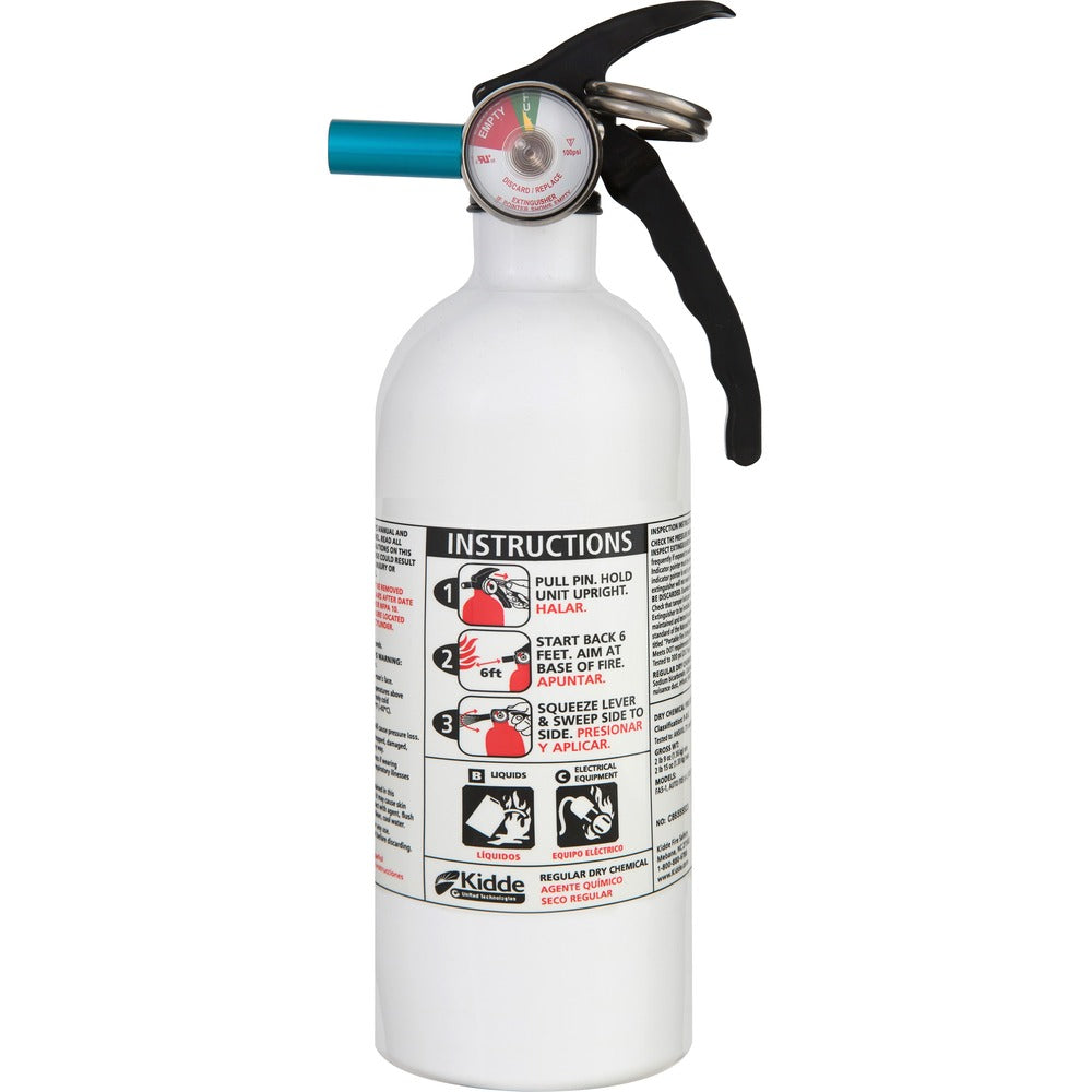 Image of Kidde Fire And Safety Fire Extinguisher, 5B:C, 3-1/4"Wx3-1/4"Lx11-7/10"H, White