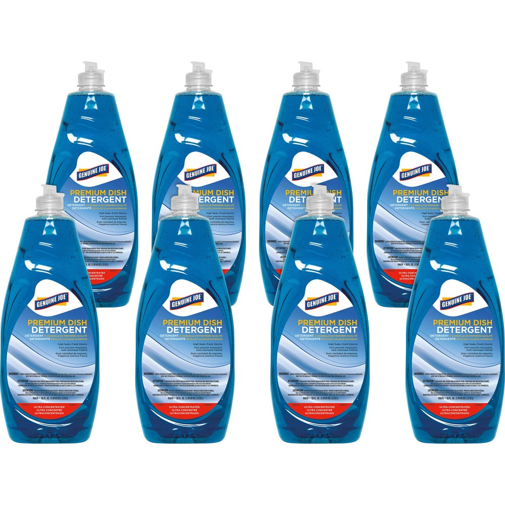 Image of Genuine Joe Dish Detergent,Concentrated,Squeeze Bottle,38 oz,8/CT, Blue