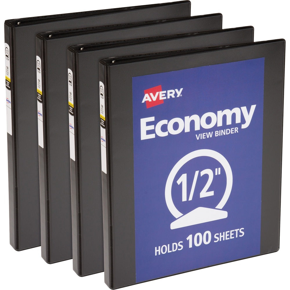 Image of Avery View Binder, 1/2" Round Rings, Economy, 11"x8-1/2", 4/BD, BK