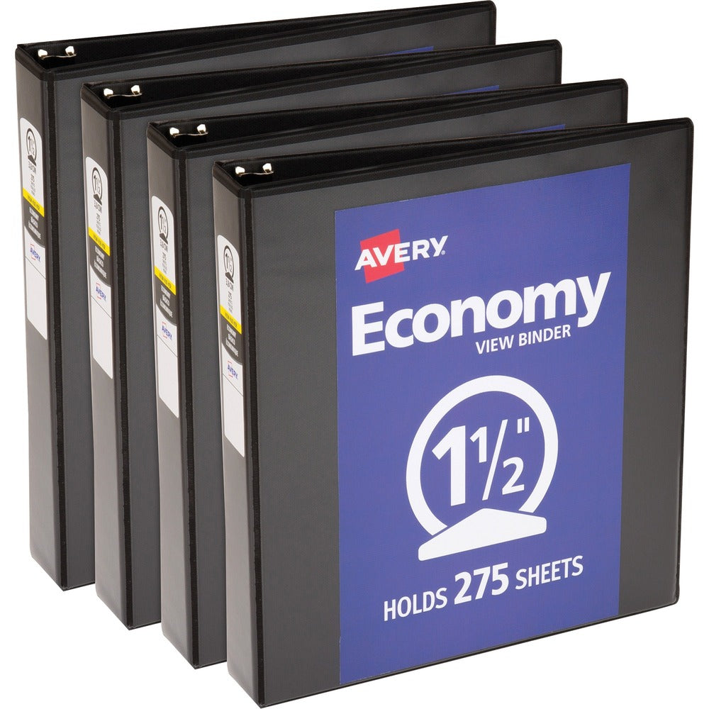 Image of Avery View Binder,1-1/2" Round Rings,Economy,11"x8-1/2",4/BD,BK