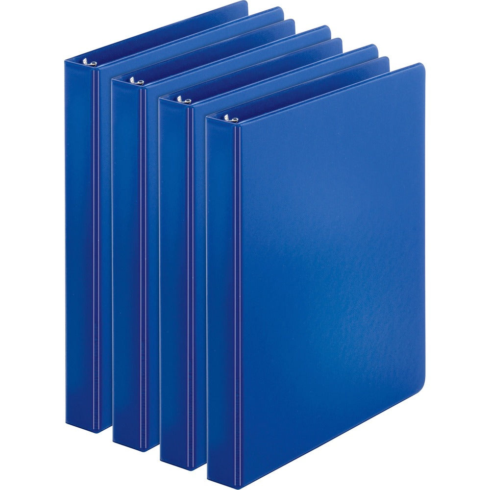 Image of Business Source Binders, Round Rings, 1" Cap, 11"x8-1/2", 4/BD, Dark Blue