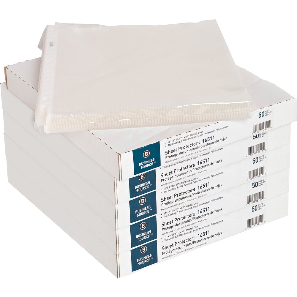Image of Business Source Sheet Protectors,Top Load,5 mil,11"x8-1/2",50/BX,5BX/CT,CL