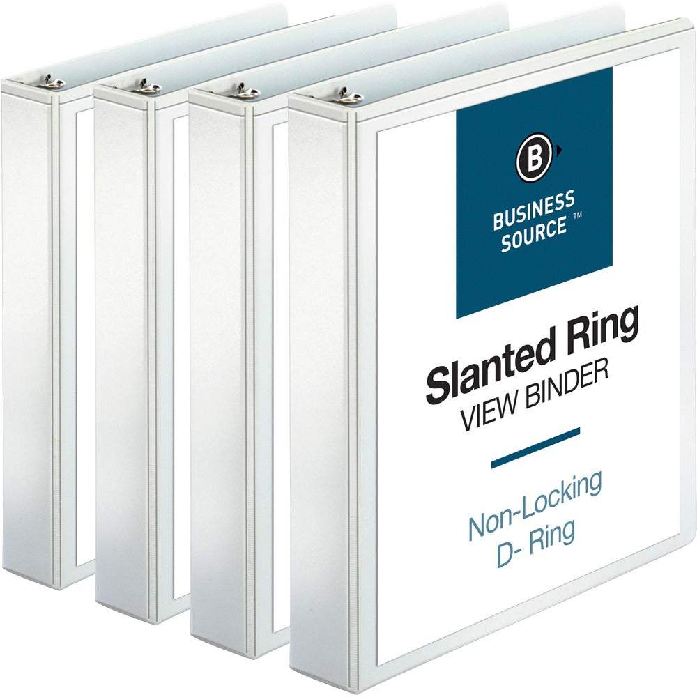 Image of Business Source D-Ring Binders, w/Pockets, 1-1/2" Cap, 8-1/2"x11", 4/BD, WE