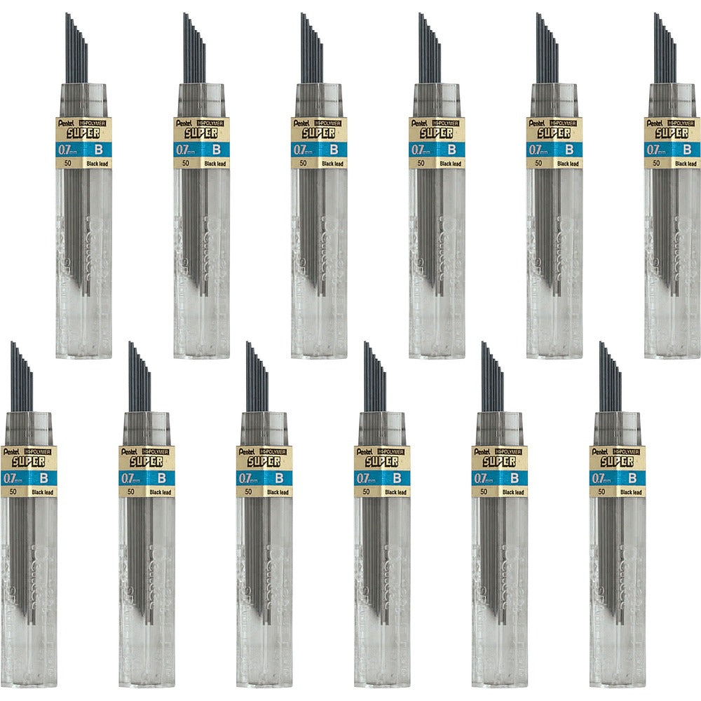 Image of Pentel Hi-Polymer Lead, 0.7 mm, Medium, B, Black, 12/Tube, 12/BX