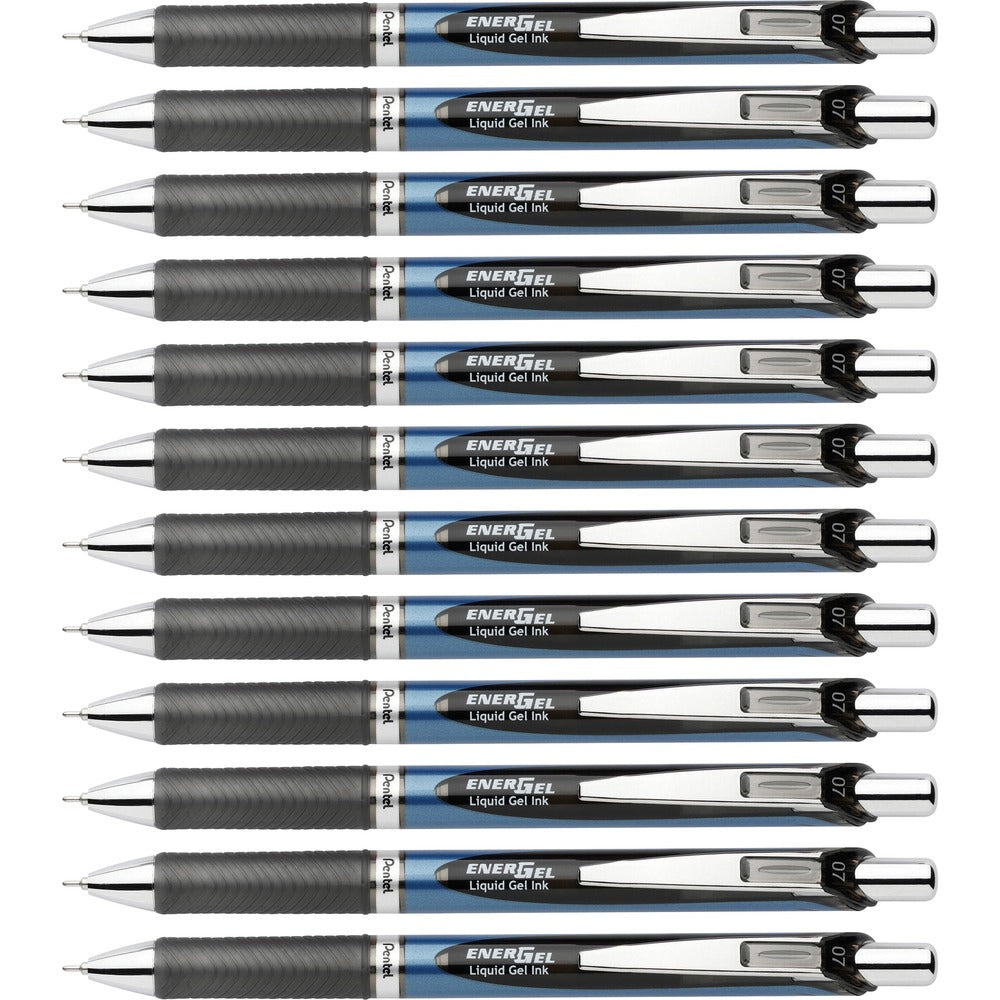 Image of Pentel Gel Pen,Retractable/Refillable,Metal Tip,0.7mm,12/BX,BK Ink