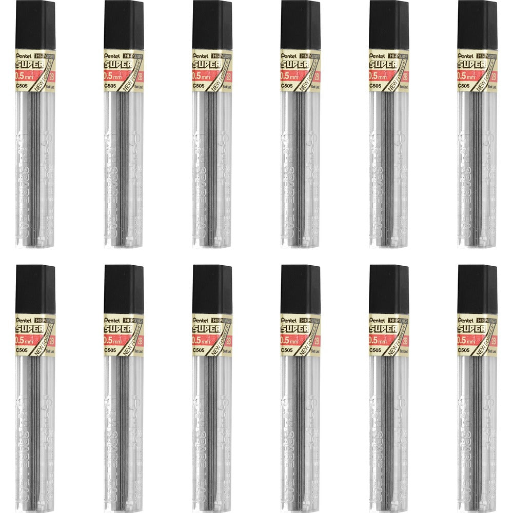 Image of Pentel Hi-Polymer Lead, 0.5 mm, Fine, 2H, 12/Tube, 12/BX, Black