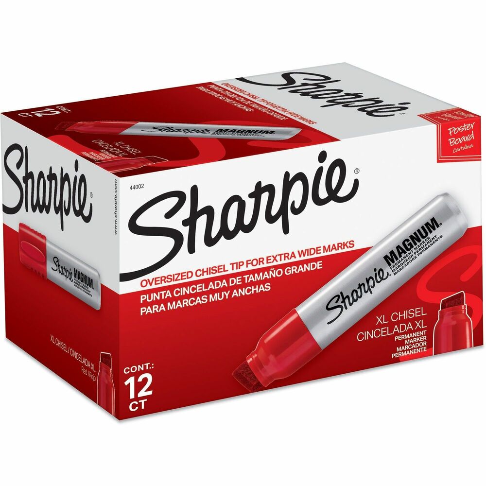 Image of Newell Brands Sharpie Marker,Permanent,Magnum,Jumbo Chisel Pt,12/BX,Red