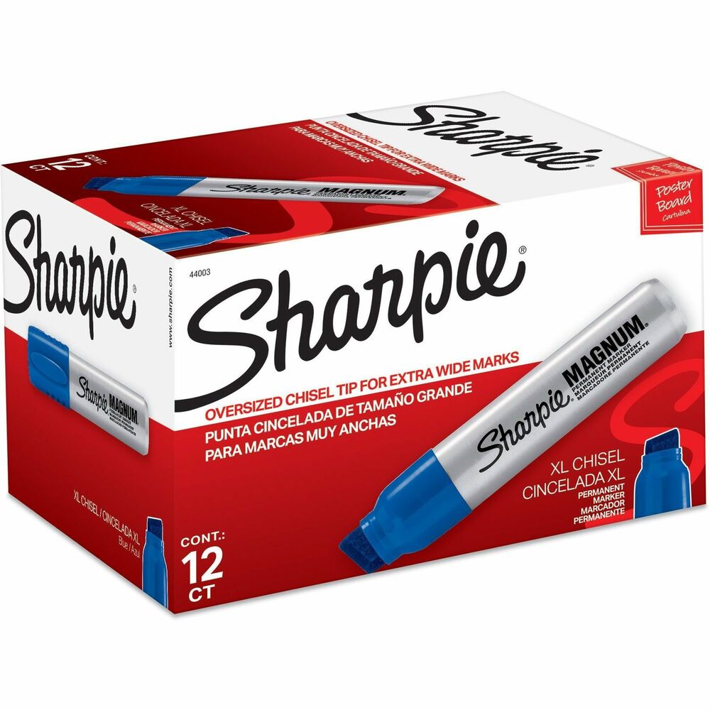 Image of Newell Brands Sharpie Marker,Permanent,Magnum,Jumbo Chisel Pt,12/BX,Blue