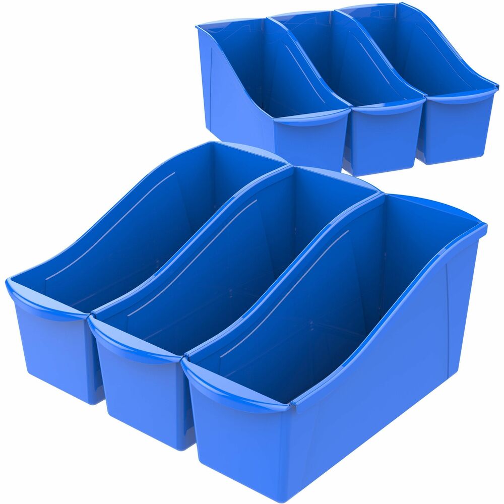 Image of Storex Industries Corporation Interlocking Book Bins, 5-3/10"Wx14-3/10"Lx7"H, 6/CT, Blue