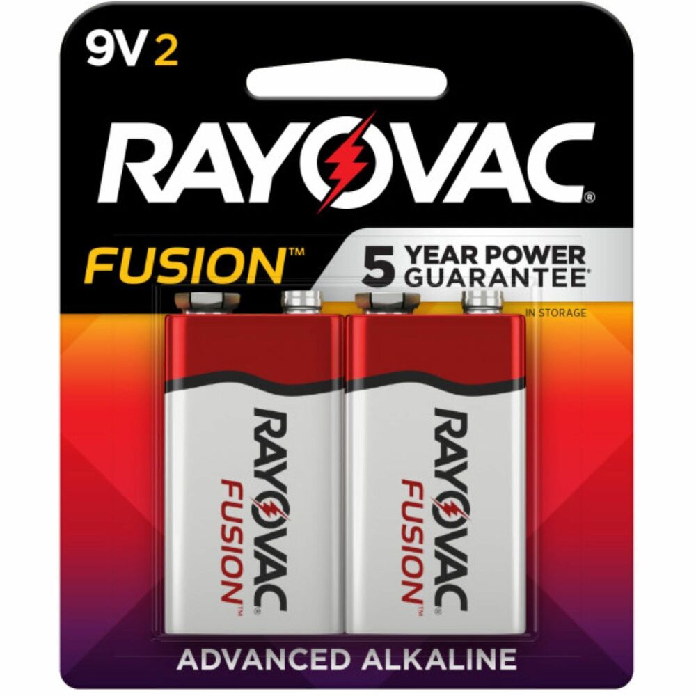 Image of Rayovac Corporation Alkaline Batteries, Fusion 9-Volt, 2/PK, Red/Silver