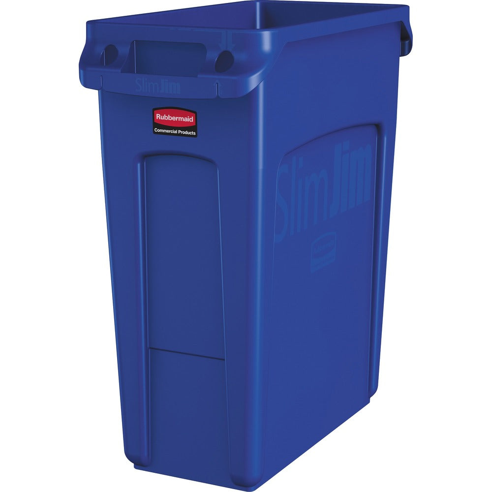Image of Rubbermaid Commercial Products Recycling Container, Plastic, Venting, 16 Gal, Blue