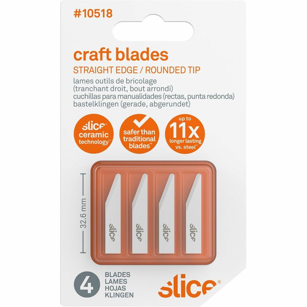 Image of Slice, Inc Ceramic Blade, Rounded Tip, 3/10"x1-3/10"x1/5", 4/PK, White